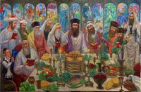 Happy Passover of the 12 tribes of Israel.  size 140x90. canvas, oil. 2020.
